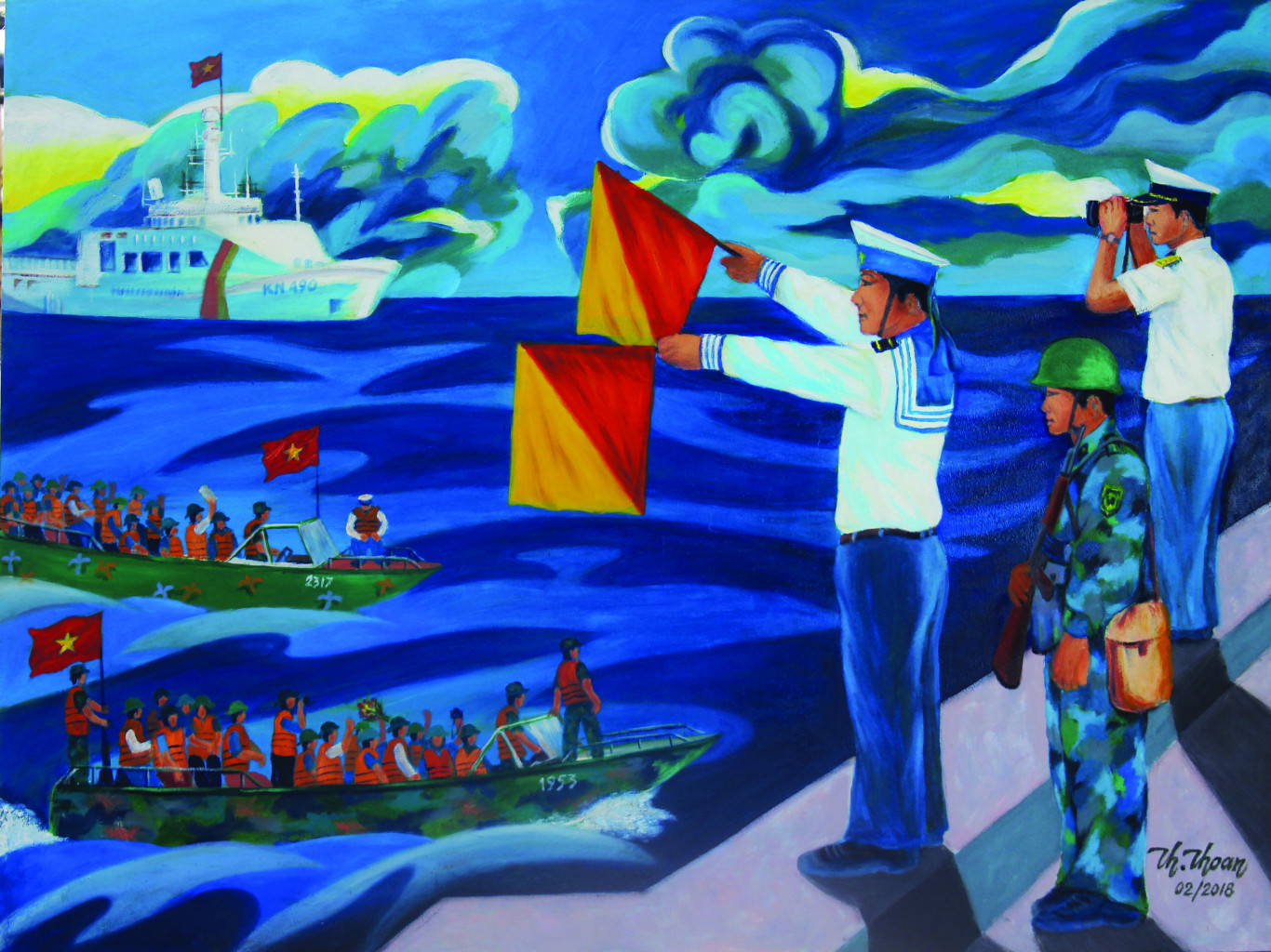 T&iacute;n hiệu từ đảo xa - Tranh: Hồ Thanh Thoan
